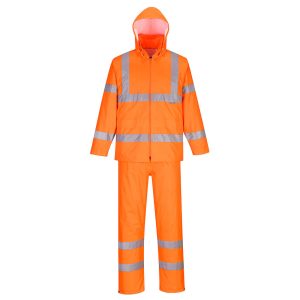 Ensemble de pluie enroulable haute visibilité Orange