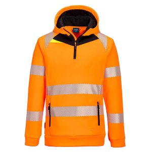 DX4 Hi-Vis 1/4 Zip Hoodie Orange/Noir